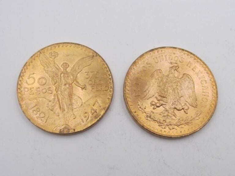 Deux pièces de 50 pesos or