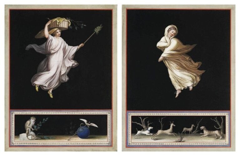 Deux saisons: Hiver et Automne Deux gouaches formant pendan