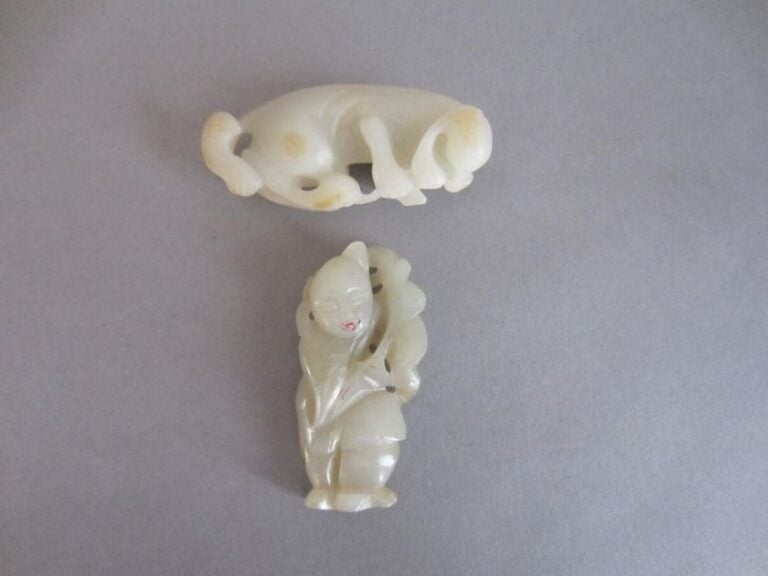 deux sujets en jade : Enfant et bélier