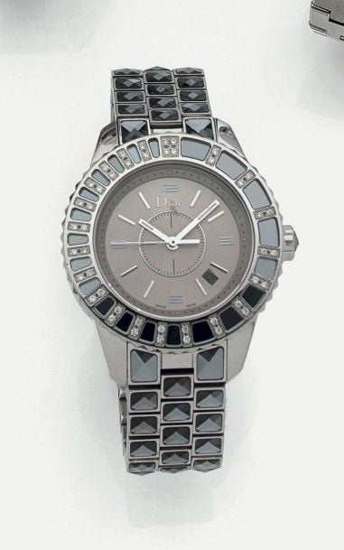 DIOR BRACELET MONTRE ronde en acier, modèle « Christal