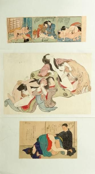 Dix-sept illustrations èrotiques (shunga) de style vari
