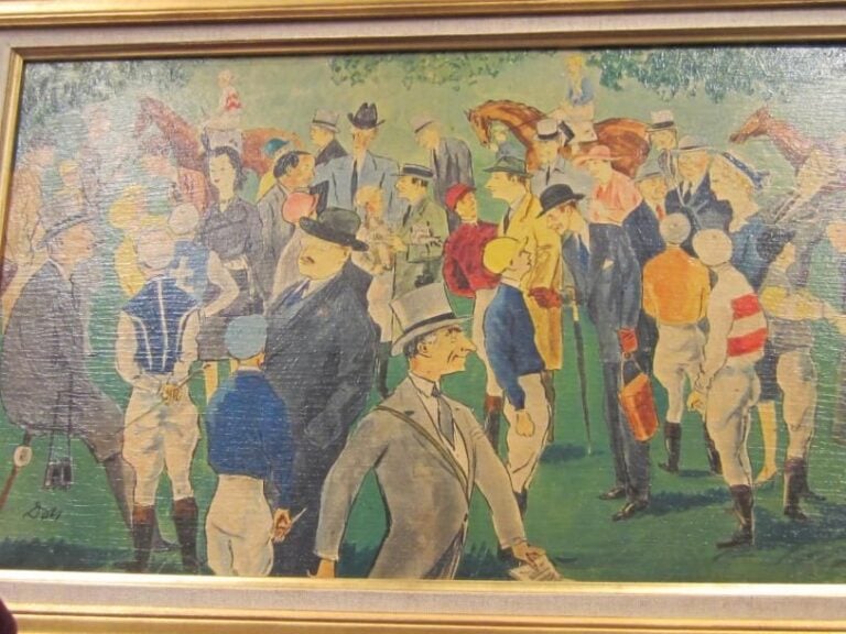 DOM "personnages aux courses", huile sur panneau