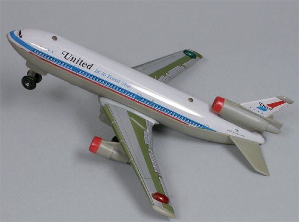 Douglas DC 10 - United Airlines - TN - Hong Kong - vers 1970 - tôle lith