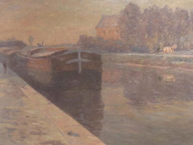 DUHEM "Péniche" huile sur toile