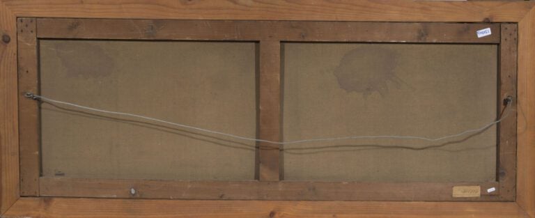 E. WELL - « Bataille navale » - Huile sur toile, signée en bas à droite - 46 x…