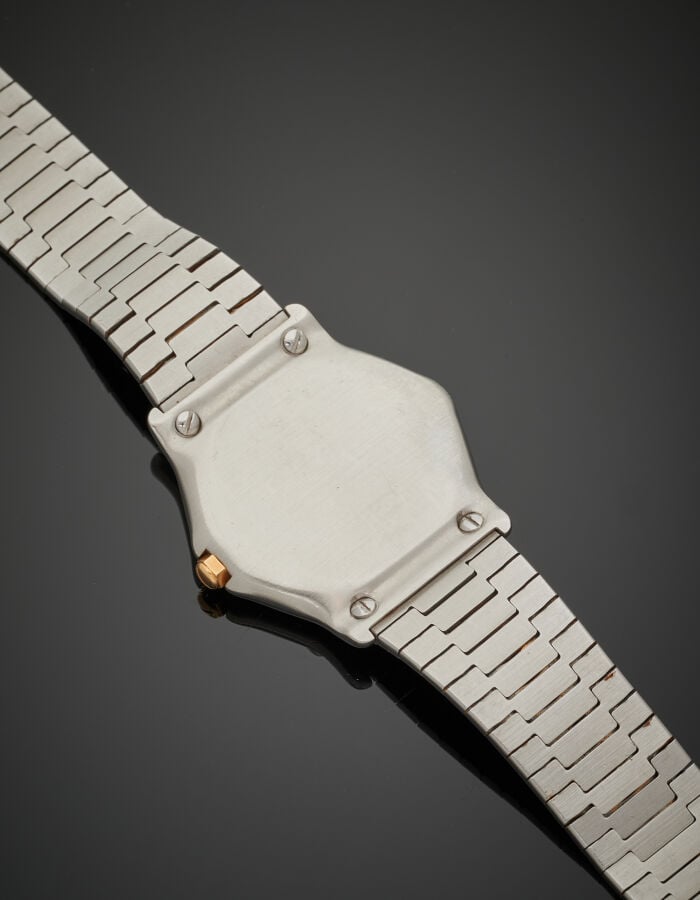 EBEL - BRACELET MONTRE modèle "wave" en acier et métal doré. Cadran anthracite,…