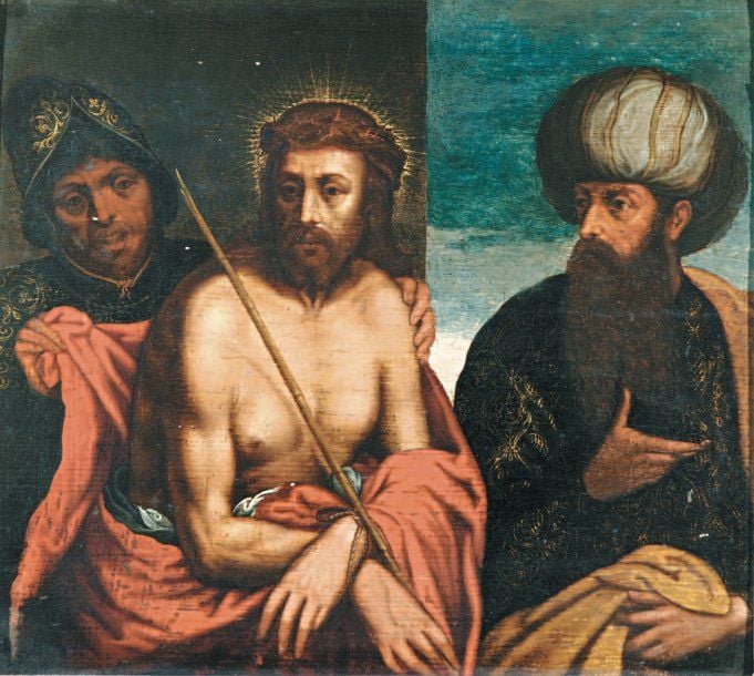 « Ecce Homo « Panneau de chêne, une planche, non parqueté Annoté au dos : peint par Cigoli /acheté à l'hôtel Drouot en 1869 27,5 x 30,5 cm