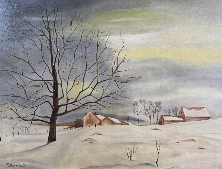 Ecole du XXe siècle - Paysage de campagne - Huile sur toile - Signée en bas à g…