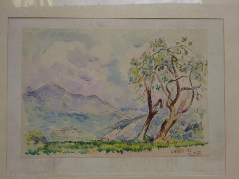 Edouard FER (1887-1959) Les oliviers devant la vallée Aquarelle sur papier,  dédicacée en bas à droite 13 x 19 cm