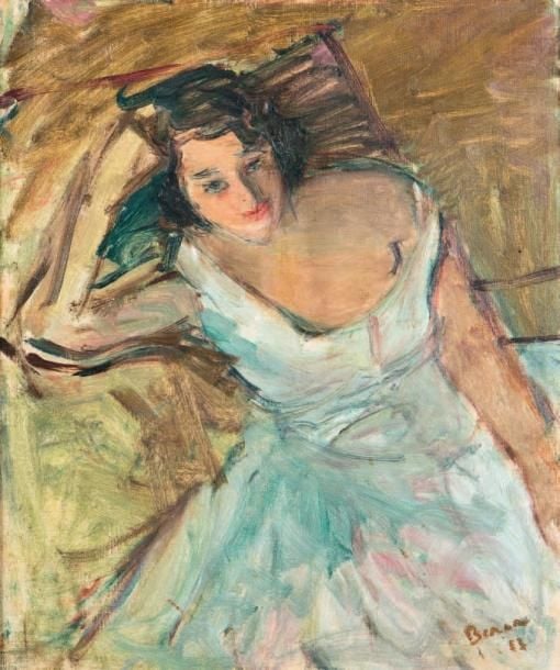 Élégante assise, 1933 Huile sur toile, signée et datée en bas à droite 55 x 46 cm Oil on canvas, signed, dated lower right