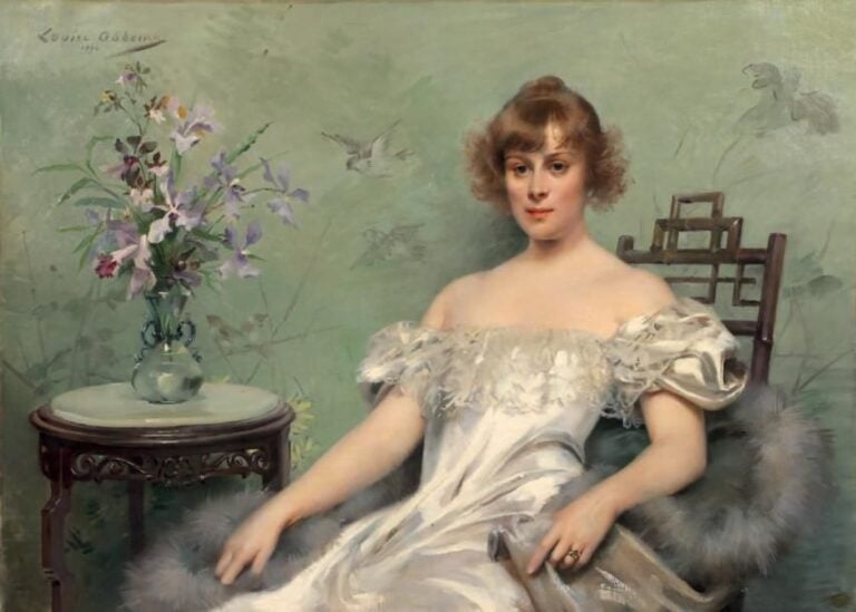 «ÉLÉGANTE» Huile sur toile, signée en haut à gauche et datée 1894 74 x 100 cm
