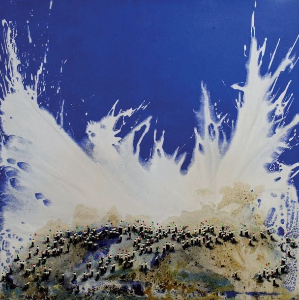 ELKARBATZEN Technique mixte sur toile (acrylique, huile, résine) signée en bas à droite