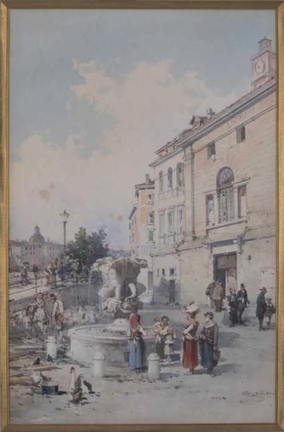Emmanuel COSTA (1833-1921) L'Ancien Lycée Masséna Aquarelle sur papier Signée en bas à droite 59 x 37,5 cm (à vue) (rousseurs) LOT REVENDU SUR FOLLE ENCHERE