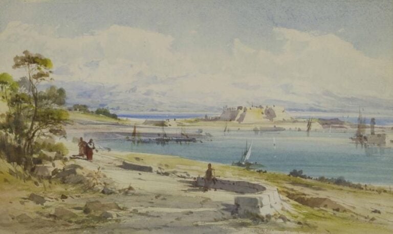 Emmanuel COSTA Le fort carré à Antibes Aquarelle sur papier 22 x 35 cm