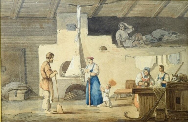 En berçant l'enfant Aquarelle et sur papier Porte une signature 15,5 x 24 cm (à vue) (rousseur centrale)
