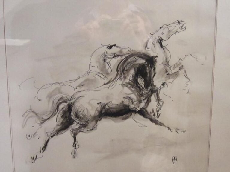 Encre 3 chevaux, monogrammée PM