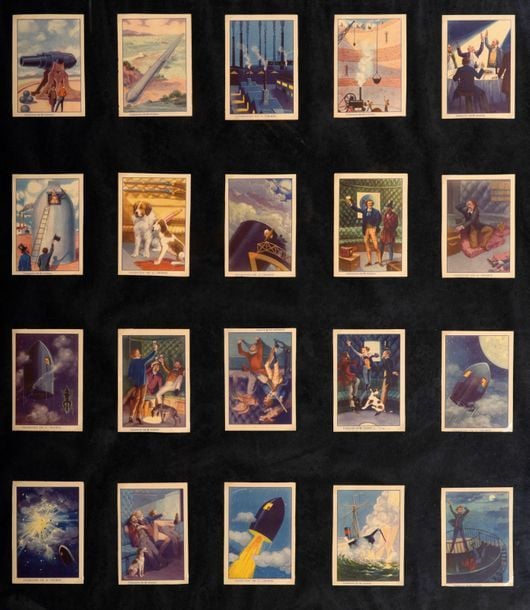 Ensemble de 36 cartes en chromolithographie intitulées: Della Tierra à la Lun