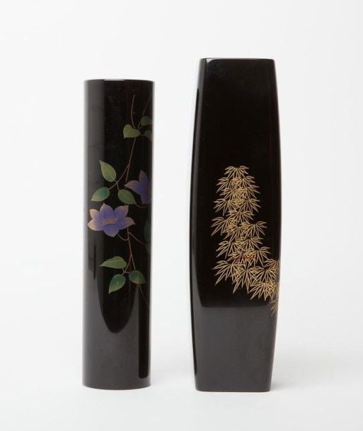 Ensemble de deux vases Ikebana laqués noi