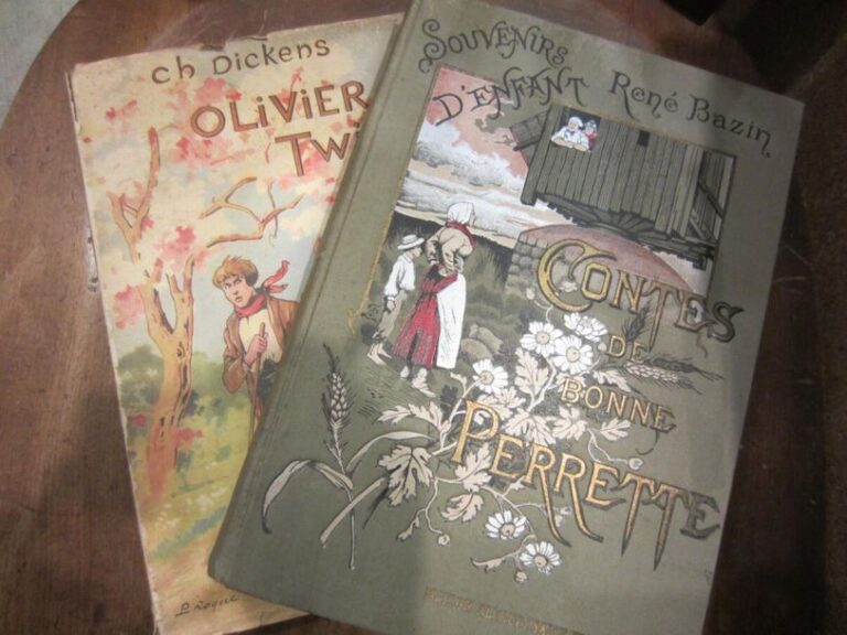 Ensemble de divers ouvrages dont "Olivier Twist" par Dickens, "Les contes de Bonne Perrette" par René Bazi
