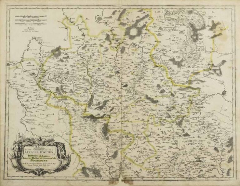 Ensemble de trois cartes géographiques comprenant : - Une carte représentant « la partie septentrionale de l'évesché d'Autun 