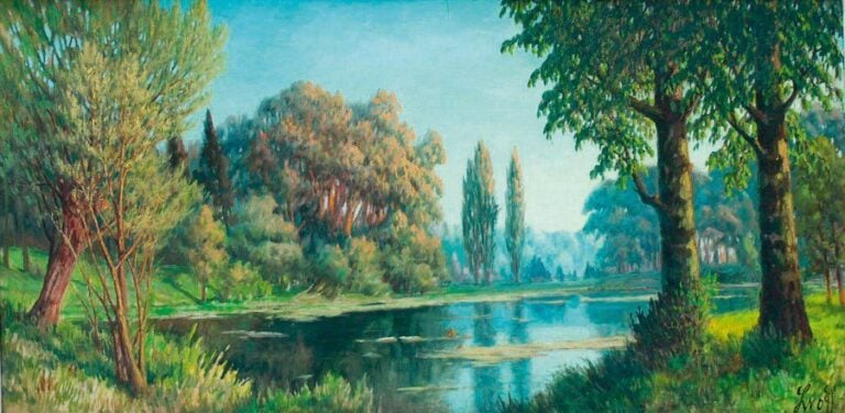 Etang en été Huile sur toil