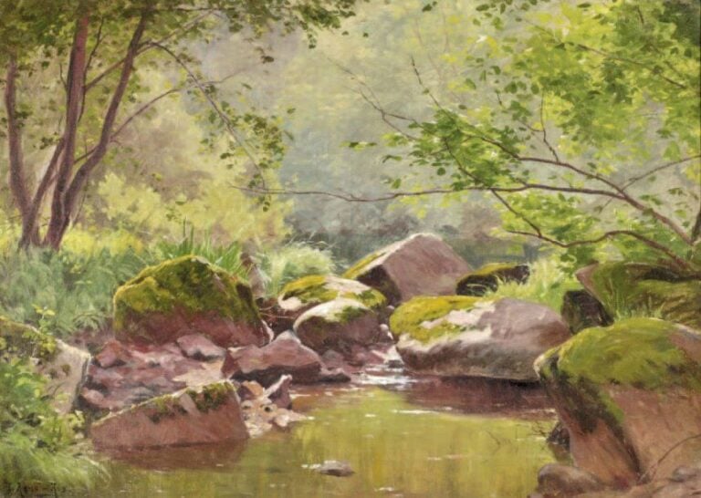 Etang en sous bois Huile sur toile, signée en bas à gauche 48 x 65 cm Expert : Tina Bernaers, expert agréé CVV +33 (0)4 78 34 56 83