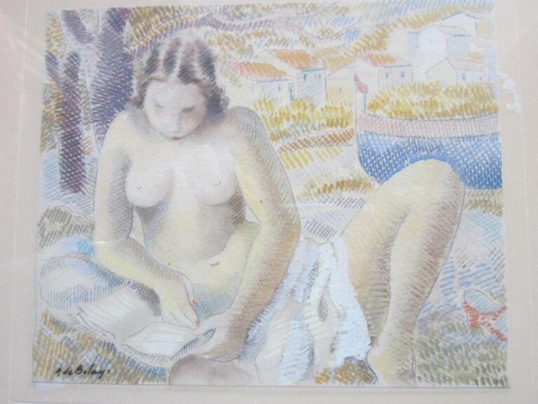 Femme à la lecture Aquarelle sur papier, signée en bas à gauche 13 x 16 cm