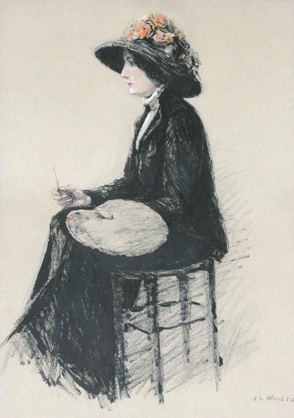 Femme à la palette (1910) Encre de chine et pastel Non signé, daté en bas à droite 44 x 29 cm (à vue) Un certificat de Monsieur Michel Rodrigue sera remis à l'acquéreur