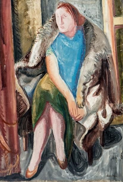 Femme assise Huile sur toile, signée en bas à droite 73 x 50 cm Oil on canvas, signed lower right