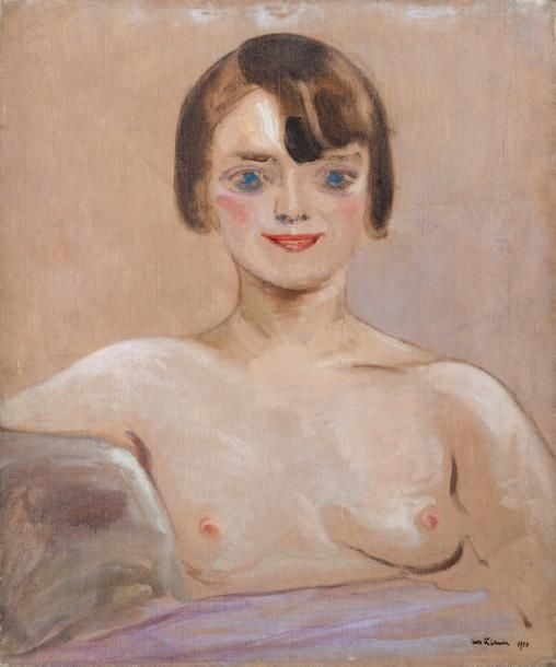 Femme nue en buste, circa 1927-1937 Huile sur toile, signée et datée en bas à droite 55 x 46 cm