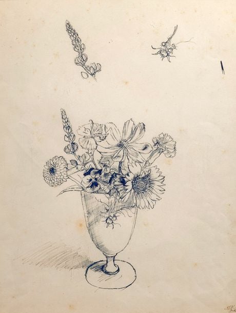 Fleurs dans un verre, circa 1930
