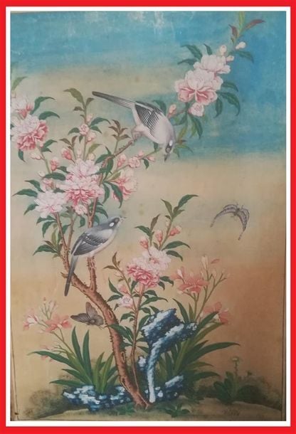 FLEURS ET OISEAUX / NIAO HUA - AQUARELLE ET GOUACHE SUR PAPIER