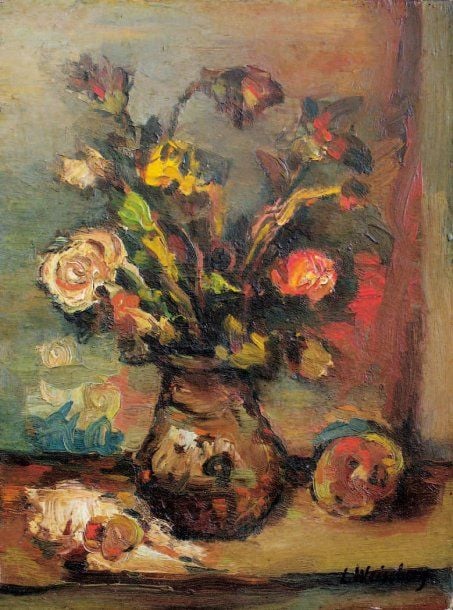 Fleurs et pommes (1941) Huile sur carto