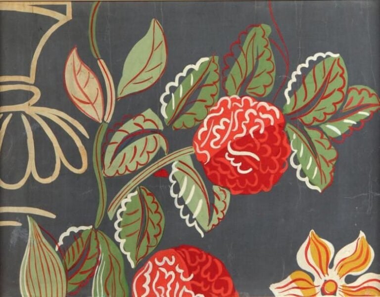 FLEURS Gouache sur papier marouflé sur panneau 50 x 65 cm