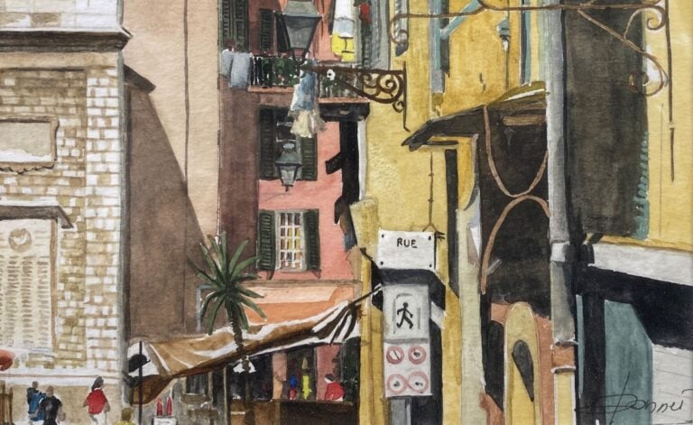 Françoise BONNET (XXe siècle) - Place Rossetti, Nice - Aquarelle sur papier - S…