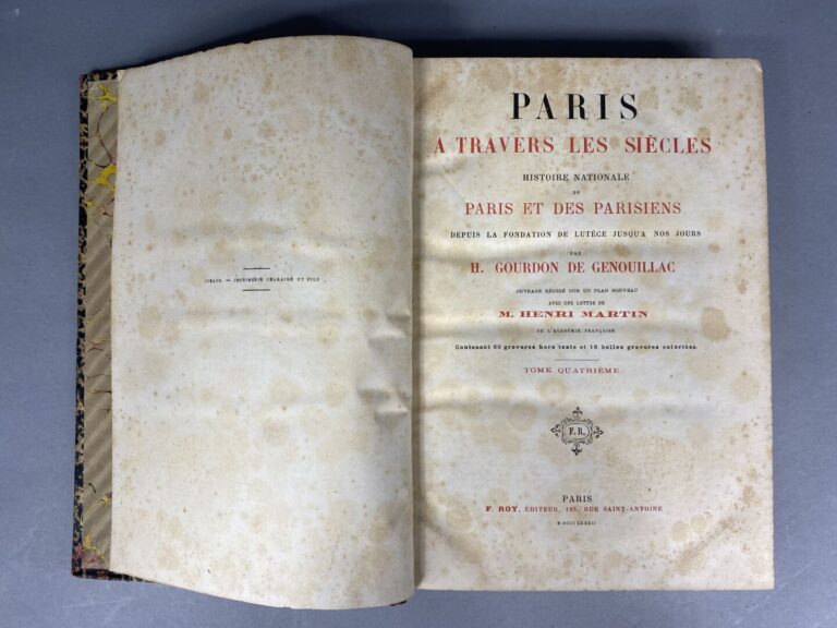 G. DE GENOUILLAC - Paris à travers les siècles - Deux volumes, demi-reliure car…