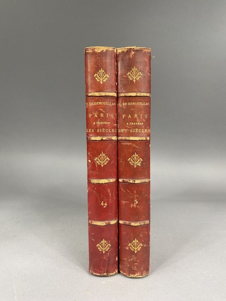 G. DE GENOUILLAC - Paris à travers les siècles - Deux volumes, demi-reliure car…