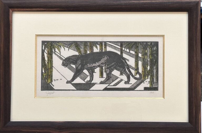 GASTON SUISSE (1896-1988) - « Panthère noire, 1927 » - Gravure sur bois, sur pa…