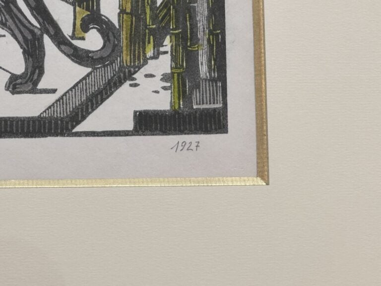 GASTON SUISSE (1896-1988) - « Panthère noire, 1927 » - Gravure sur bois, sur pa…