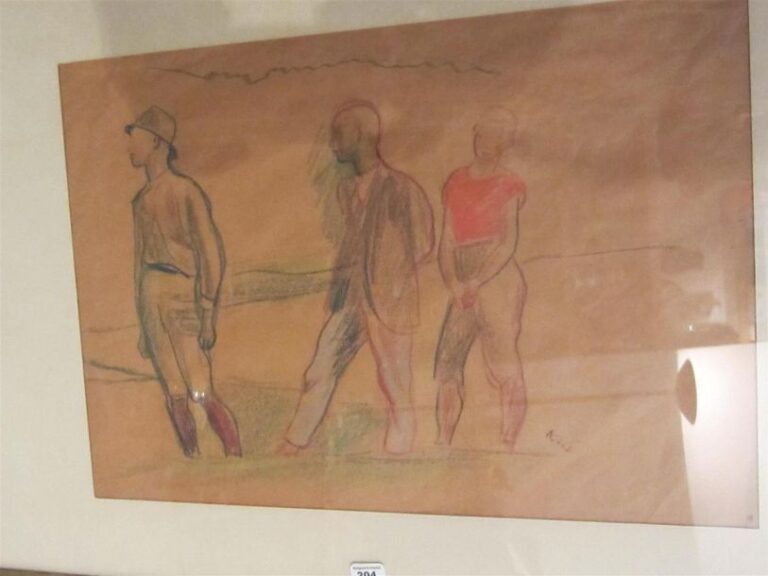 Georges KARS (1882-1985)Étude personnages Crayon de couleurs, signé du cachet en bas droite28,5 x 41,5 cm (à vue)