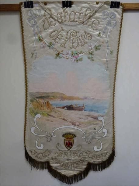 GIOTTI (Actif début XXe siècle) Bannière de bataille de fleurs pour l'édition 1910 du carnaval de Nic