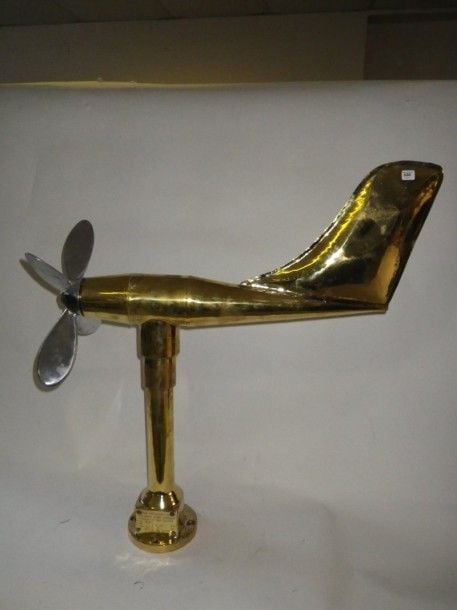 Girouette anémomètre en laiton et base en bronze, hélice quadripale en fonte d'aluminium Hau