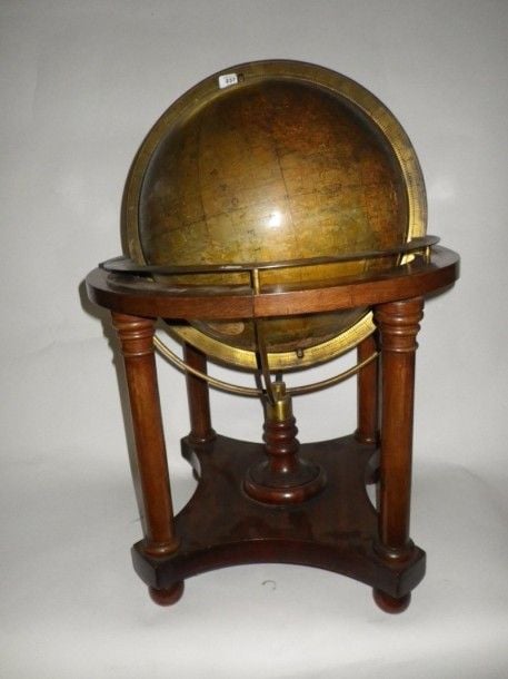 Globe de bibliothèque Méridien et table équatoriale en laito