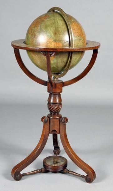 GLOBE TERRESTRE DE PARQUET par Rand Mac Nally début du XXe siècl