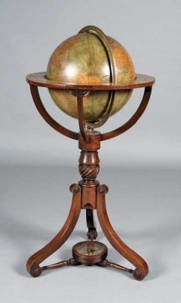 Globe terrestre de parquet par RAND MAC NALLY-début du XXe siècl