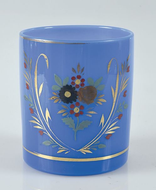 Gobelet droit en opaline de cristal lavande à décor