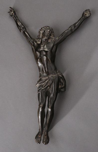 Grand Christ vivant en bronze à patine noir