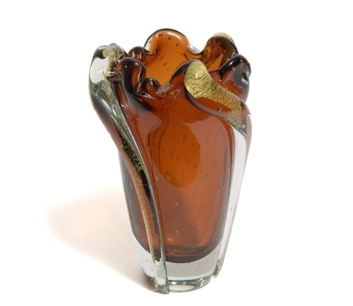 Grand et lourd vase en verre de style modern