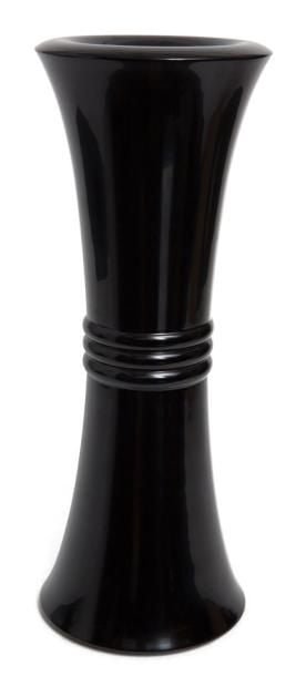 Grand vase en forme de sablier en bois laqué noi