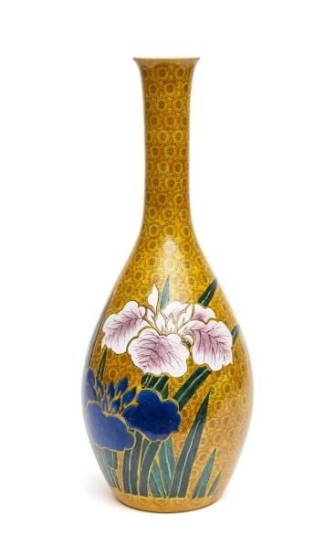 Grand vase en porcelaine de Kutani en forme de flasqu
